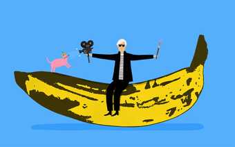 andy warhol sitting on a banana